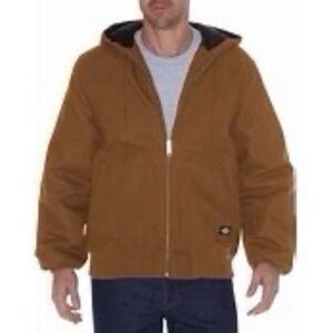 Dickies rigid duck work canvas hooded insulated jacket XL